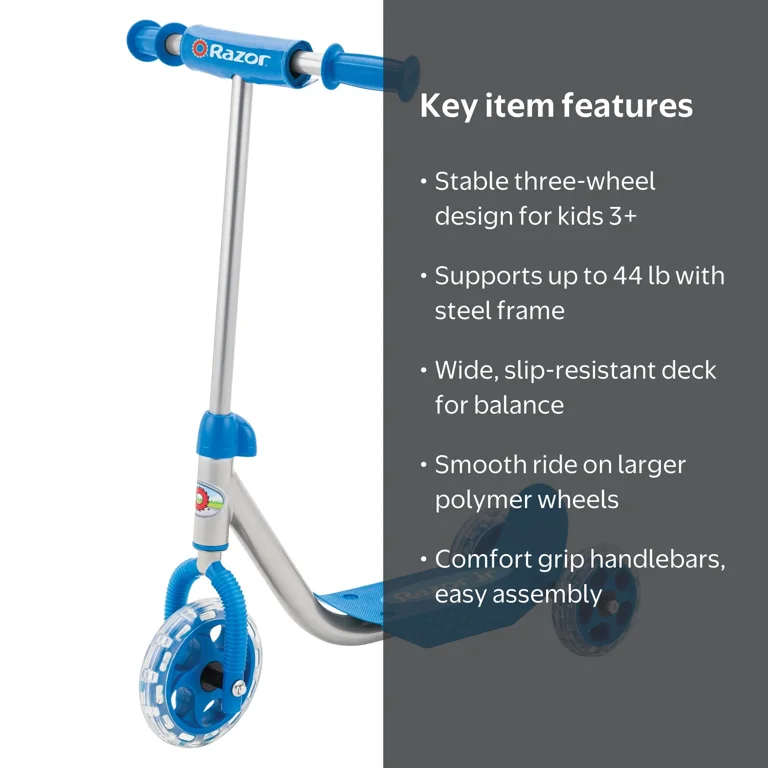 Razor USA LLC, Kid's Scooter, Lil' Kick 3-Wheel, Blue - Walmart.com