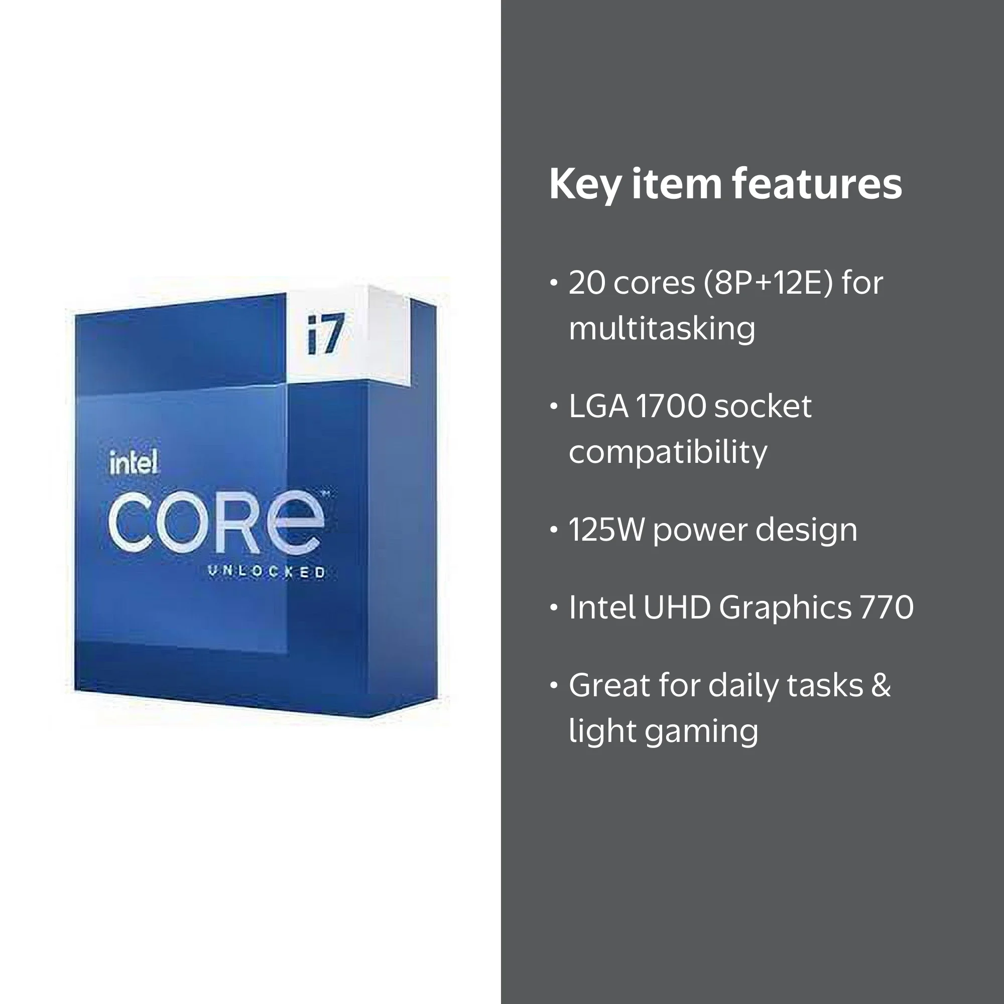 Intel Core i7-14700K 20-Core 14th Gen LGA 1700 Processor, 125W