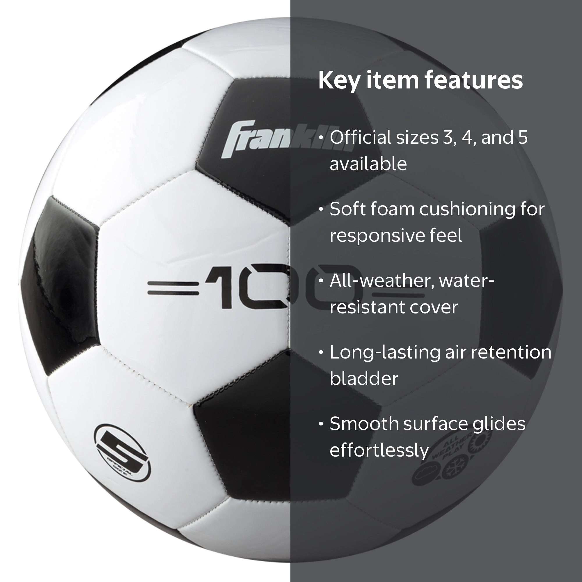 Franklin Sports Traditional Style Soccer Ball, Size 5, All-Weather