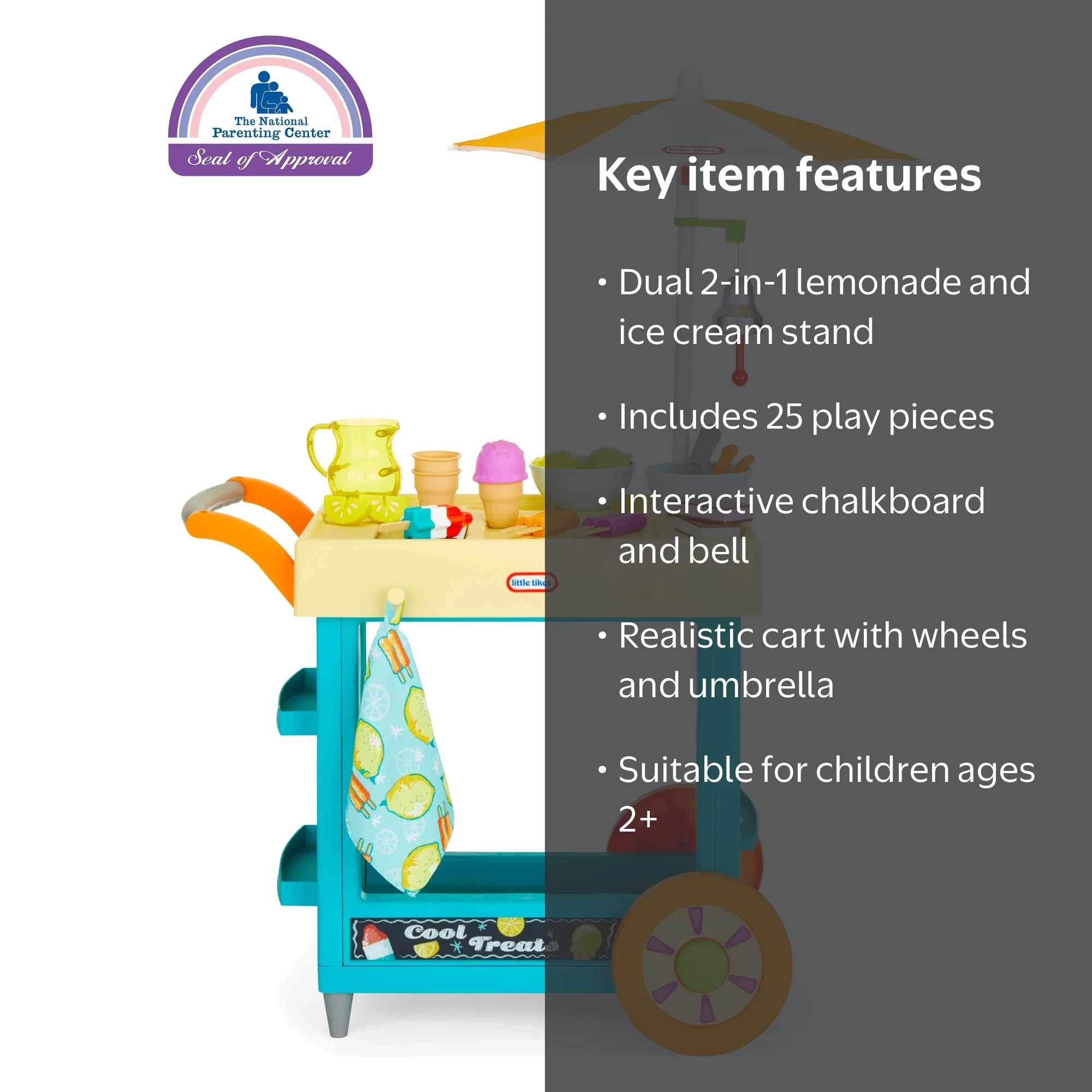Little Tikes 2-in-1 Lemonade & Ice Cream Toy Cart with 25 Pieces