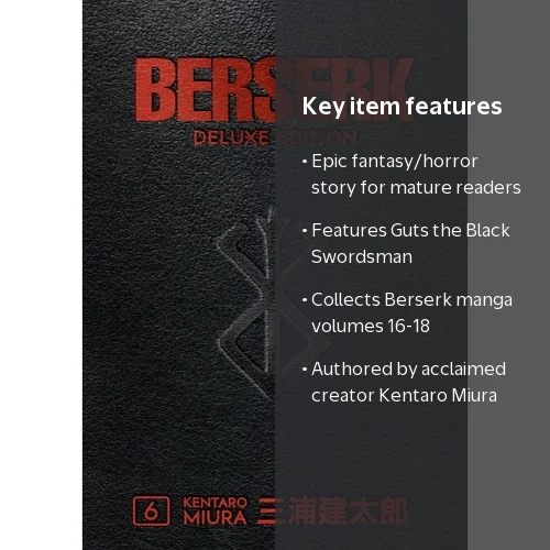Kentaro Miura, Berserk Deluxe Volume 6, Hardcover with 712 pages