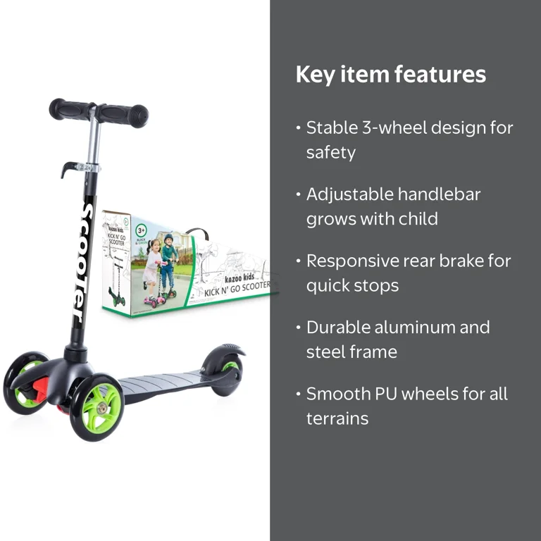 Kazoo Kids 3-Wheel Kick Scooter Step for Brake Deluxe Aluminum