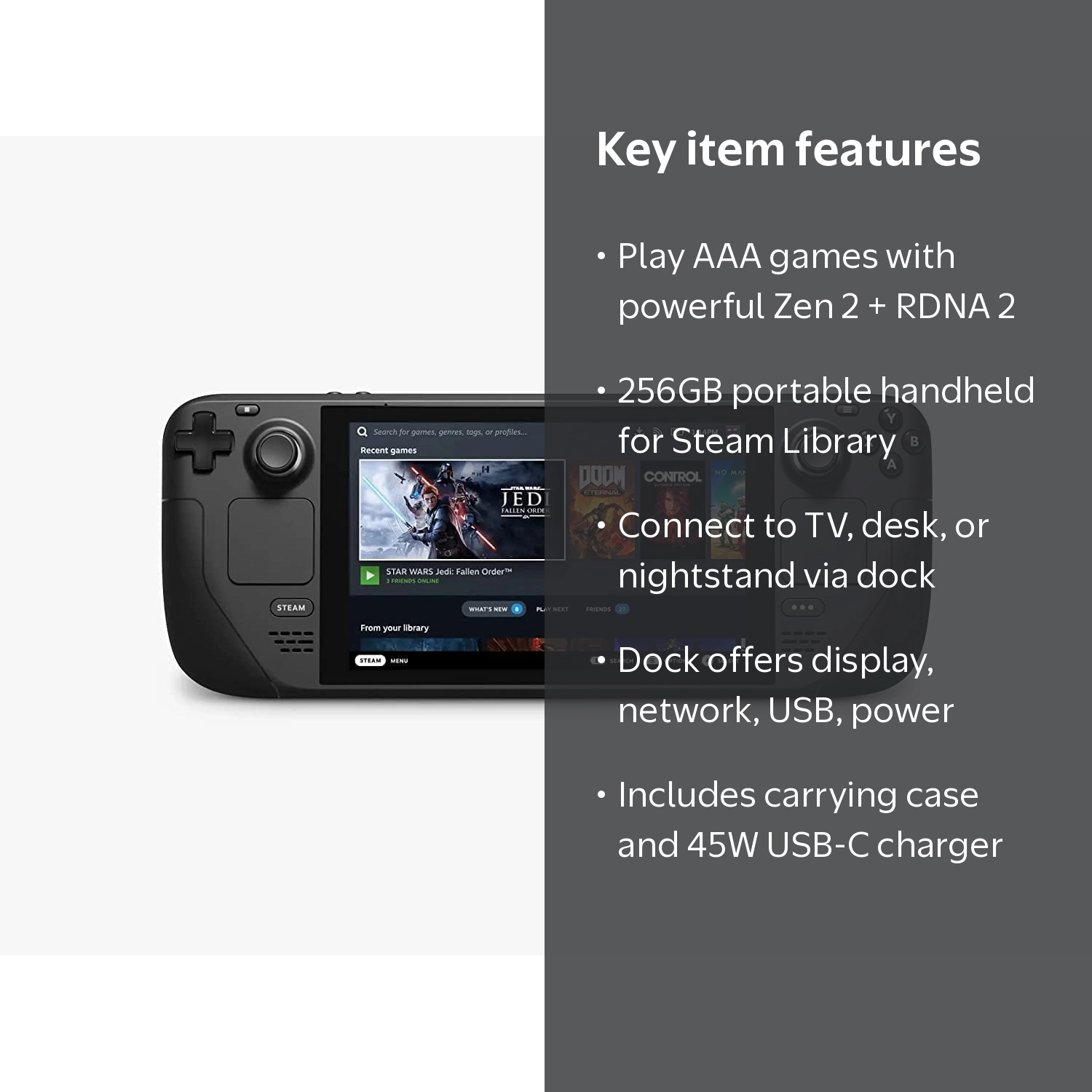 Valve, Steam Deck, 256GB Portable Handheld System, Black - Walmart.com