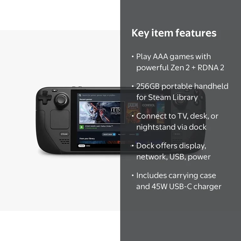 Valve, Steam Deck, 256GB Portable Handheld System, Black - Walmart.com