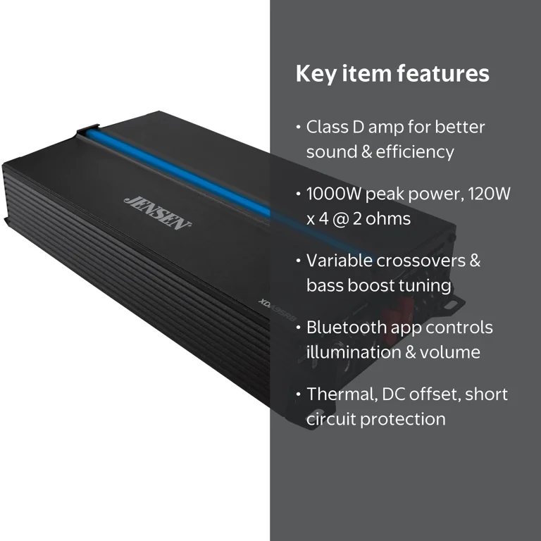 Jensen, Amplifier, 80 Watts x 4 RMS, Bluetooth Control - Walmart.com