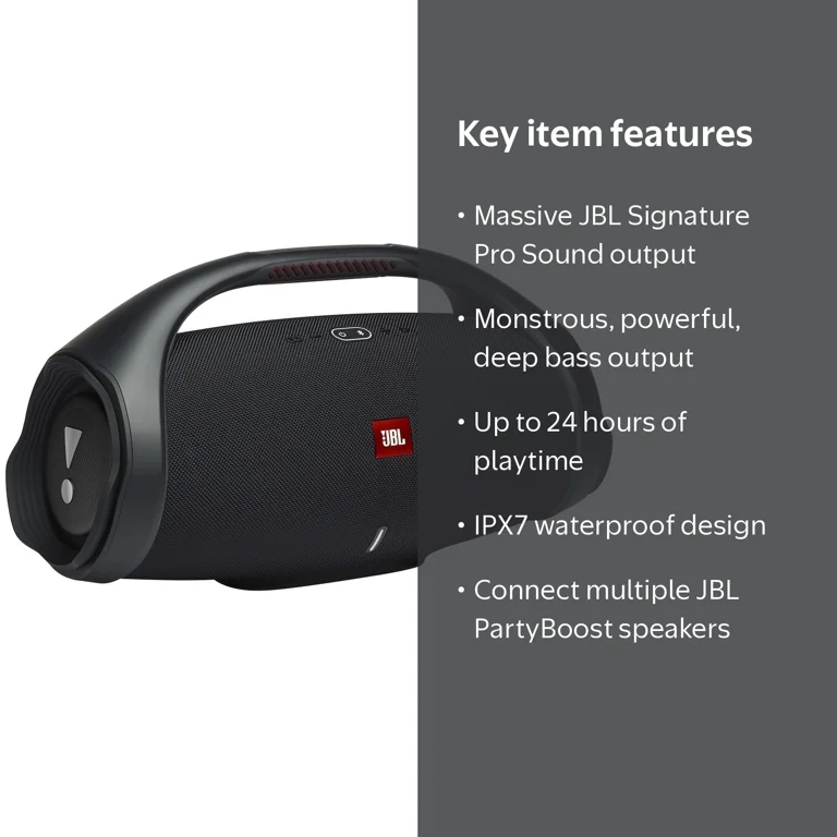 JBL Bluetooth Portable Boombox 2 - Black, Waterproof, Powerful