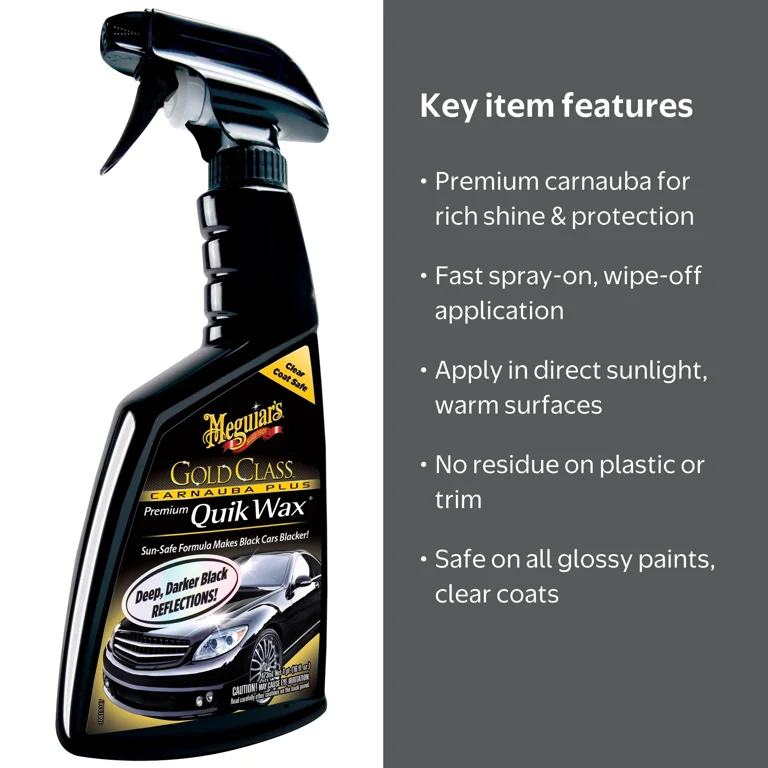 Meguiar's, Gold Class Carnauba Plus Premium Quik Wax, 16 oz, Black