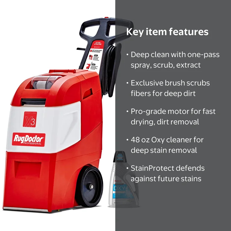 Rug Doctor X3 Commercial Carpet Cleaner, Pro Oxy Pack, Powerful