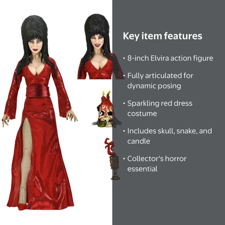 NECA, Elvira 8‚Äù Clothed Action Figure, ‚ÄúRed, Fright, and Boo