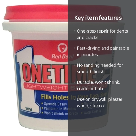 Red Devil, Wall Filler, 8 oz, Lightweight Premixed Spackling