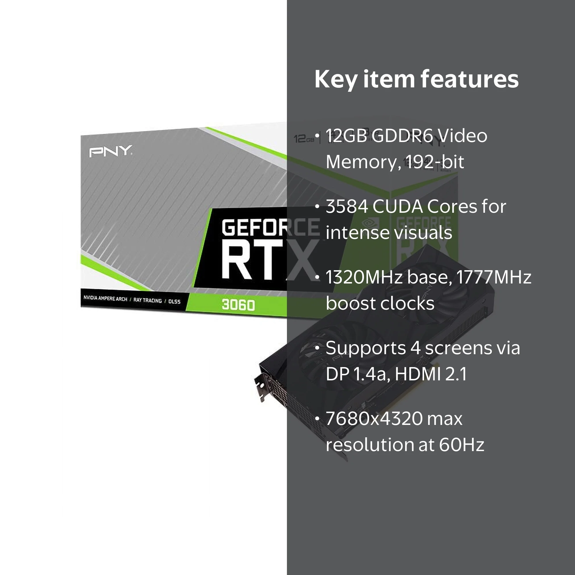 PNY GeForce RTX™ 3060 12GB VERTO Dual Fan Gaming GPU Graphics Card