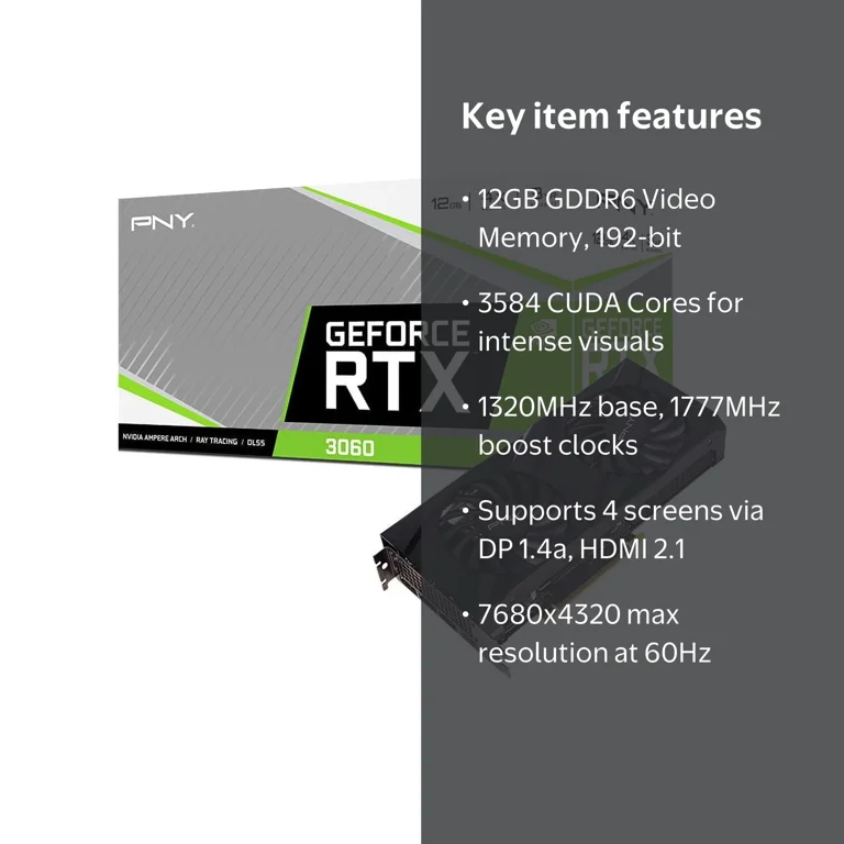 PNY GeForce RTX™ 3060 12GB VERTO Dual Fan Gaming GPU Graphics Card