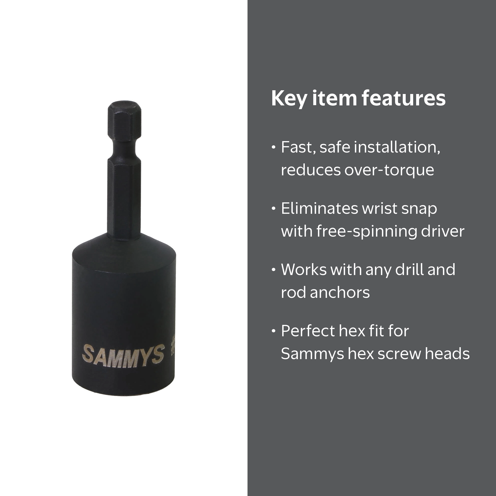 Sammys 8113910 #14 Black Hex Nut Driver for Vertical Rod Anchor