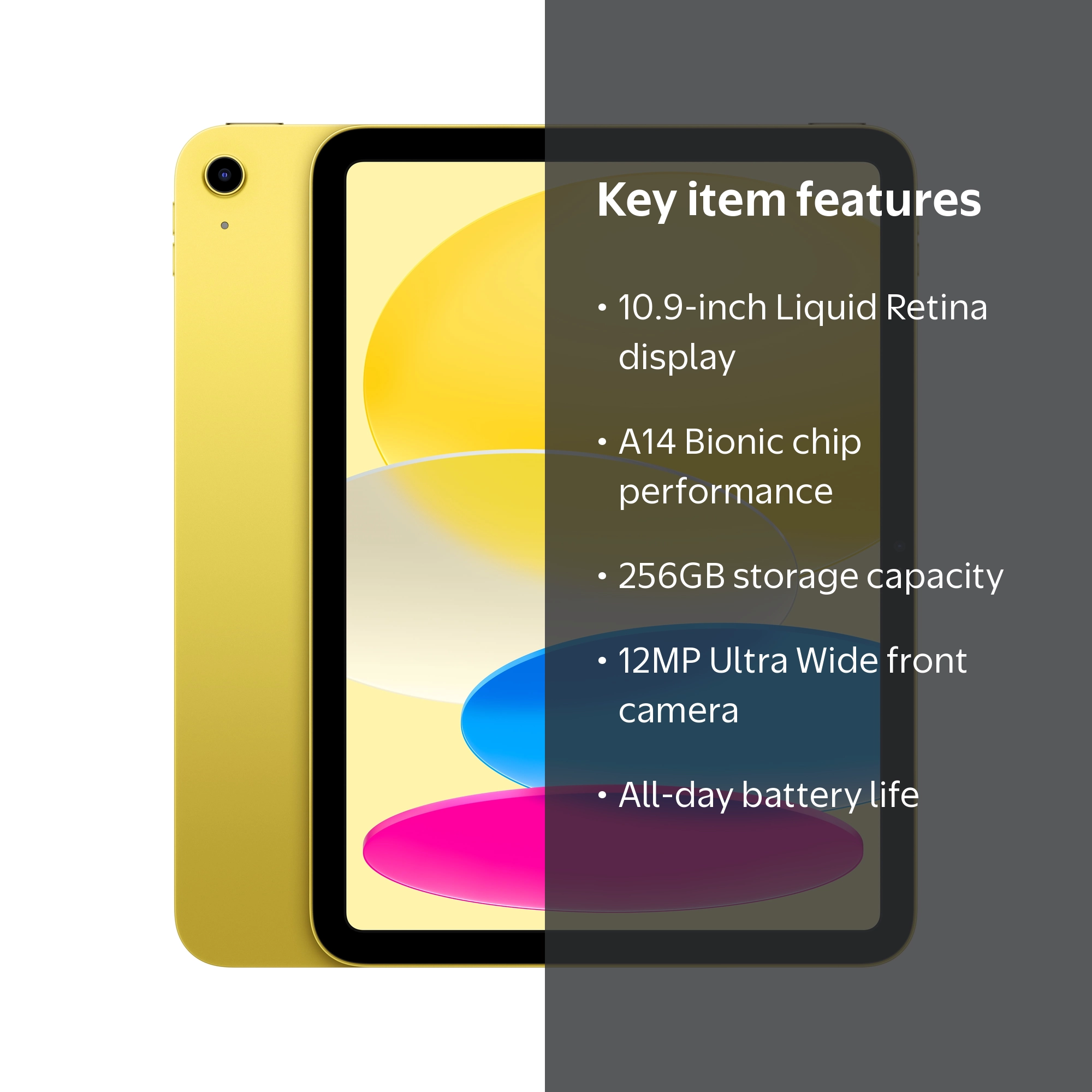 Apple, iPad, 10.9-inch Wi-Fi 256GB, Yellow (10th Generation