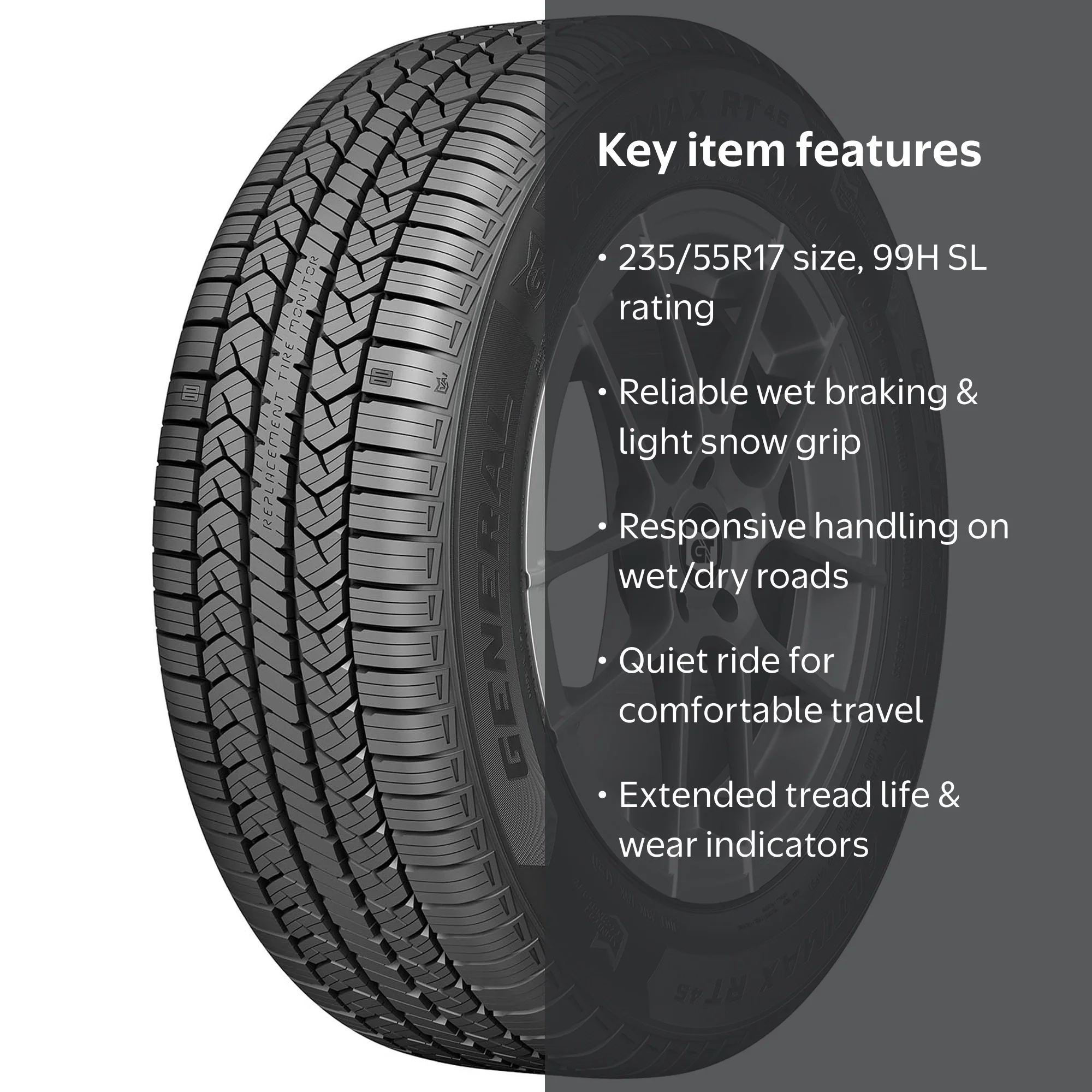 [新品タイヤ] XC70純正 17インチ 235/55R17 General AltiMAX RT45 All Season 235/55R17 99H Passenger Tire
