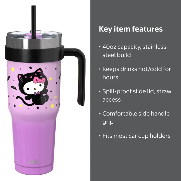 Zak Designs 40oz Hello Kitty Halloween Straw Handle Tumbler