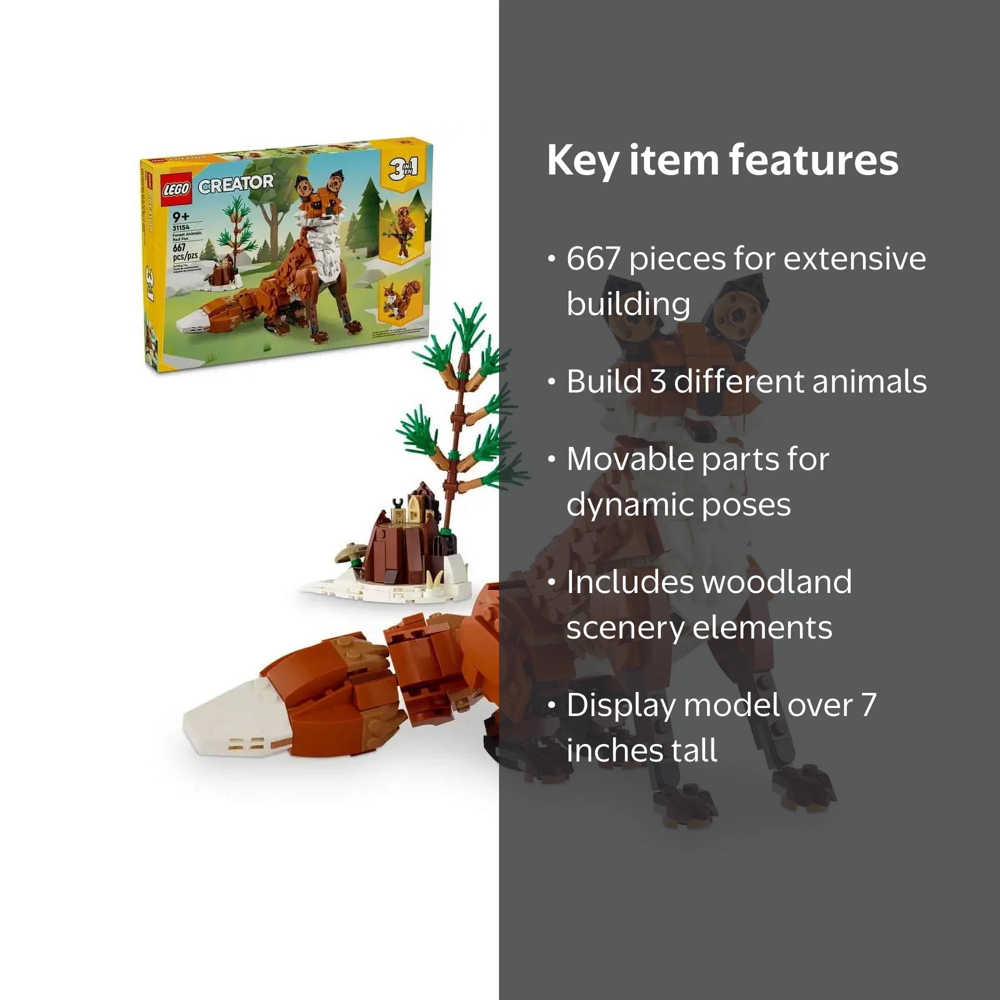 LEGO, Forest Animals, 31154, 3-in-1 woodland playset with Red Fox