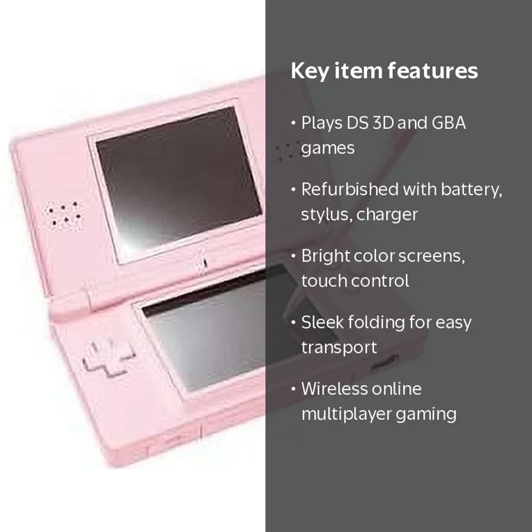 DS, Restored Nintendo DS Lite, Model Coral Pink, Handheld