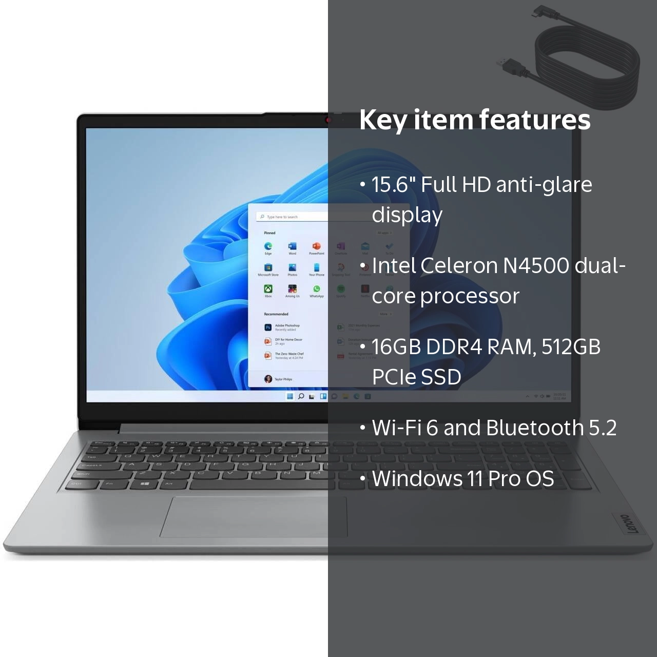 Lenovo IdeaPad 1 15.6 Inch FHD Laptop Intel Dual Core 16GB RAM