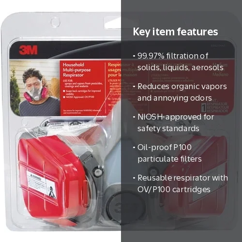 3M Respirator 65021HA1-C, Swept Back Cartridges for Household Use