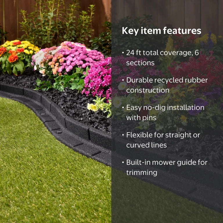 GroundSmart Roman Brick Rubber Landscape Edging, 4' Black Garden