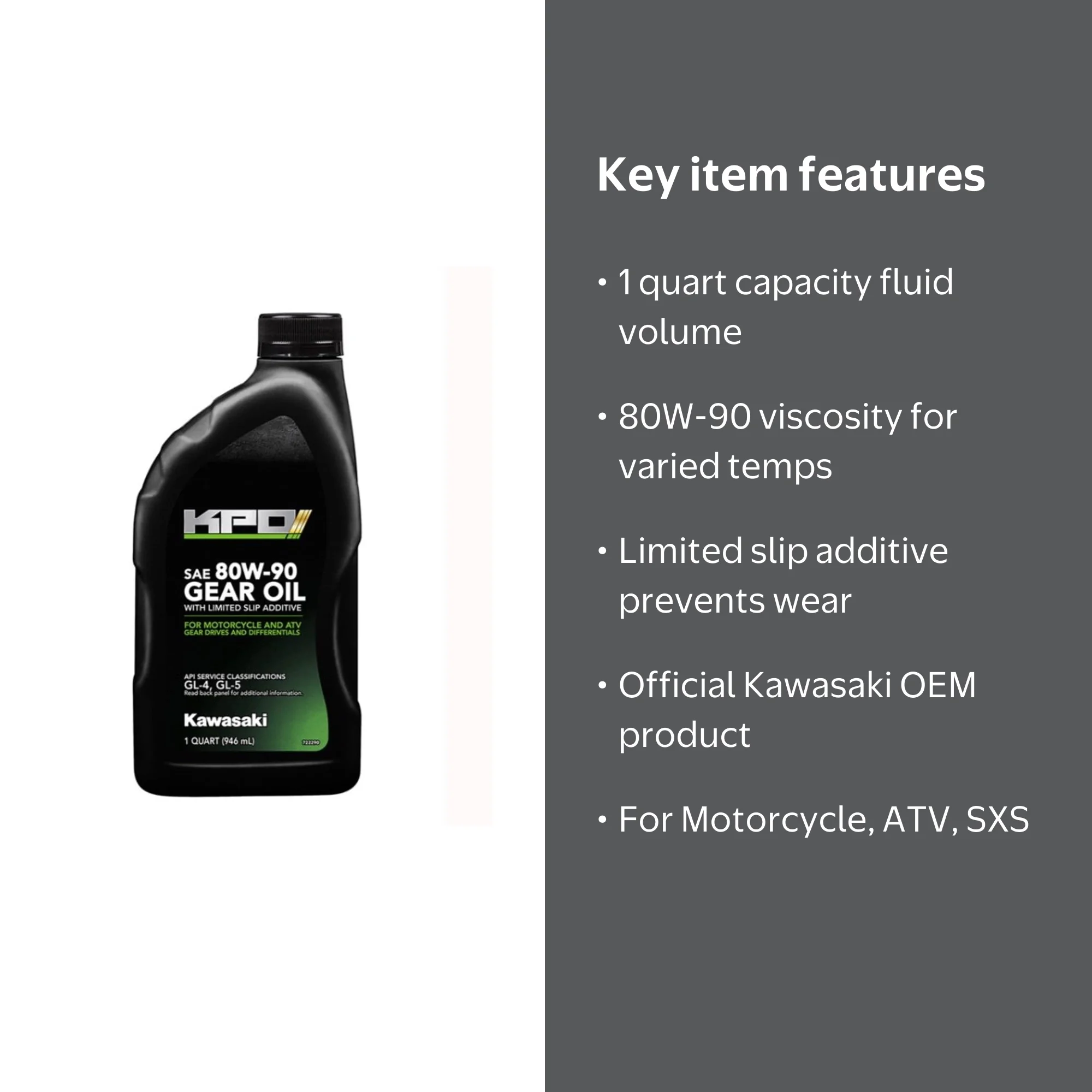 Kawasaki KPO Gear Oil with Limited Slip Additive 80w90 Motorcycle