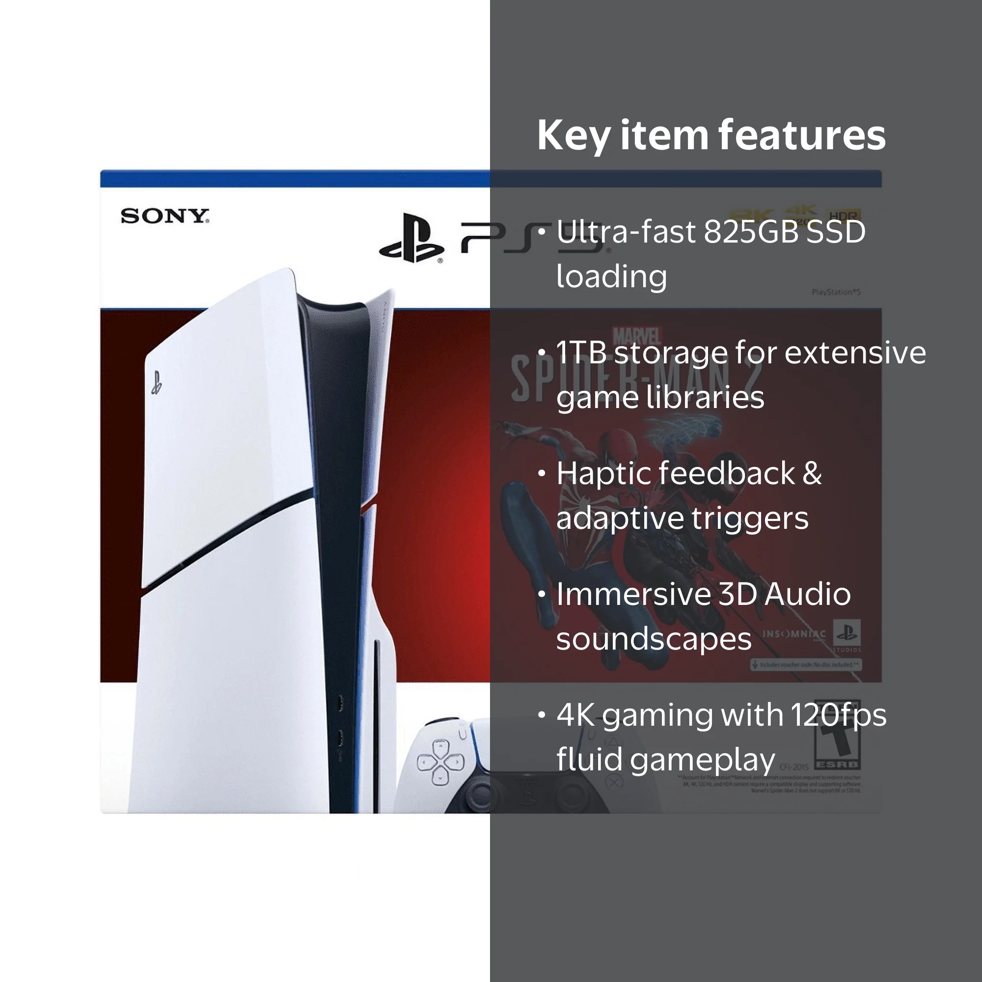 PlayStation 5 Disc Console, 825GB SSD, 4K Gaming, Ultra-High Speed