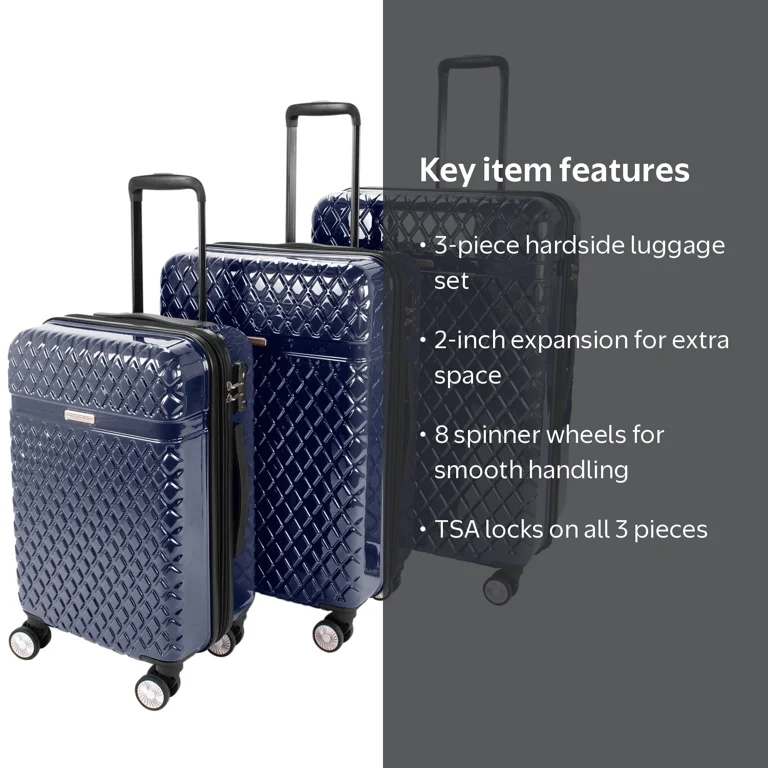 Kathy Ireland Yasmine 3-Piece Hardside Luggage Set - Walmart.com Kathy Ireland Yasmine 3-Piece Hardside Luggage Set - Walmart.com