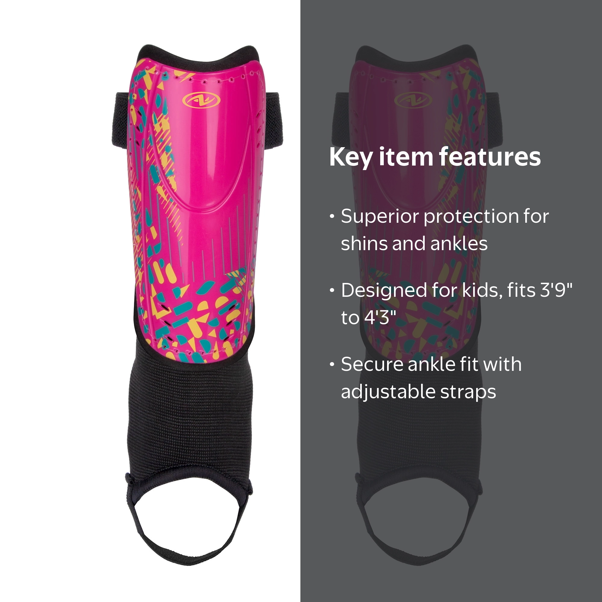 Athletic Works XS Soccer Shin Guards for Kids, Pink Black, Shock