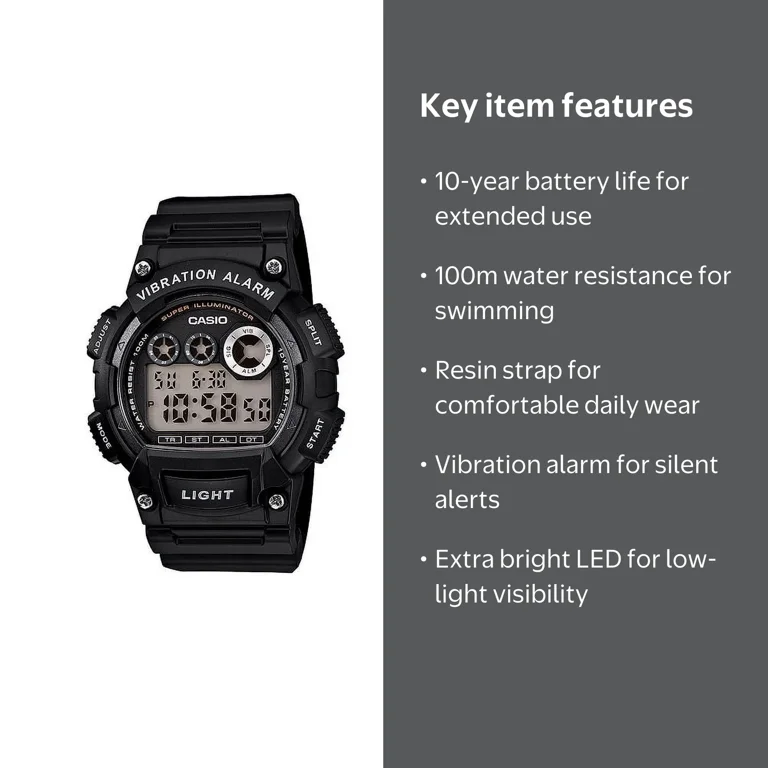 Casio Men's Sport Digital Watch, Waterproof, Vibration Alarm