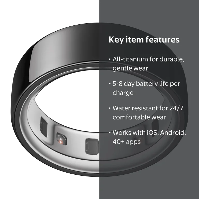 Oura Ring 4, Black, Size 9, Smart Wearable, Sleep, Fitness & Heart