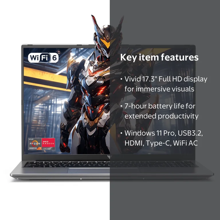 Laptop 17.3 FHD Gaming Laptop,AMD Ryzen 3 4300U, 16GB RAM, 512GB