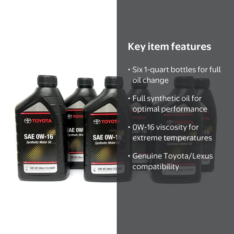 Genuine Toyota Lexus 0W16 Motor Oil, OEM, Case of 6 Quarts 00279
