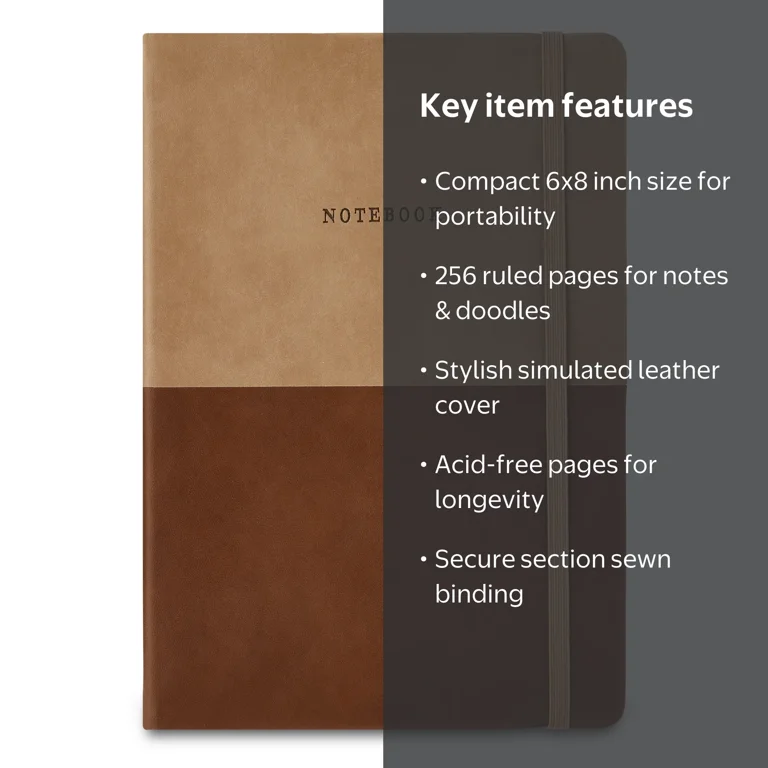 Pen+Gear Simulated Leather Journal, Brown, 6