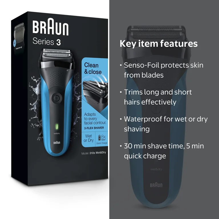 Braun, Electric Shaver, Series 3 310s, Wet & Dry Rechargeable