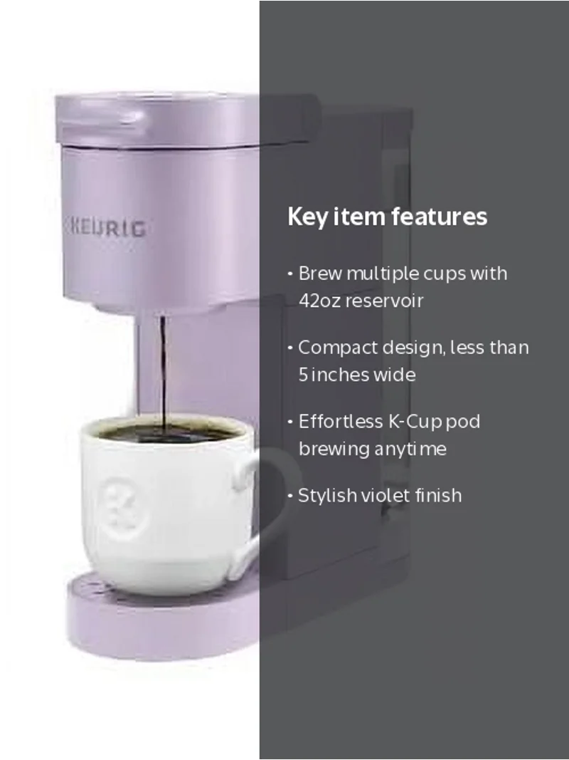 Keurig K-Mini Go Single-Serve K-Cup Pod Coffee Maker, Violet, 42oz Keurig K-Mini Go Single-Serve K-Cup Pod Coffee Maker, Violet, 42oz