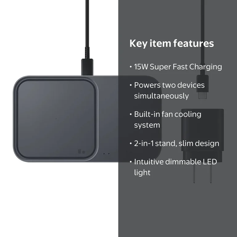 Samsung 15W Super Fast Wireless Charger DUO Pad with Travel