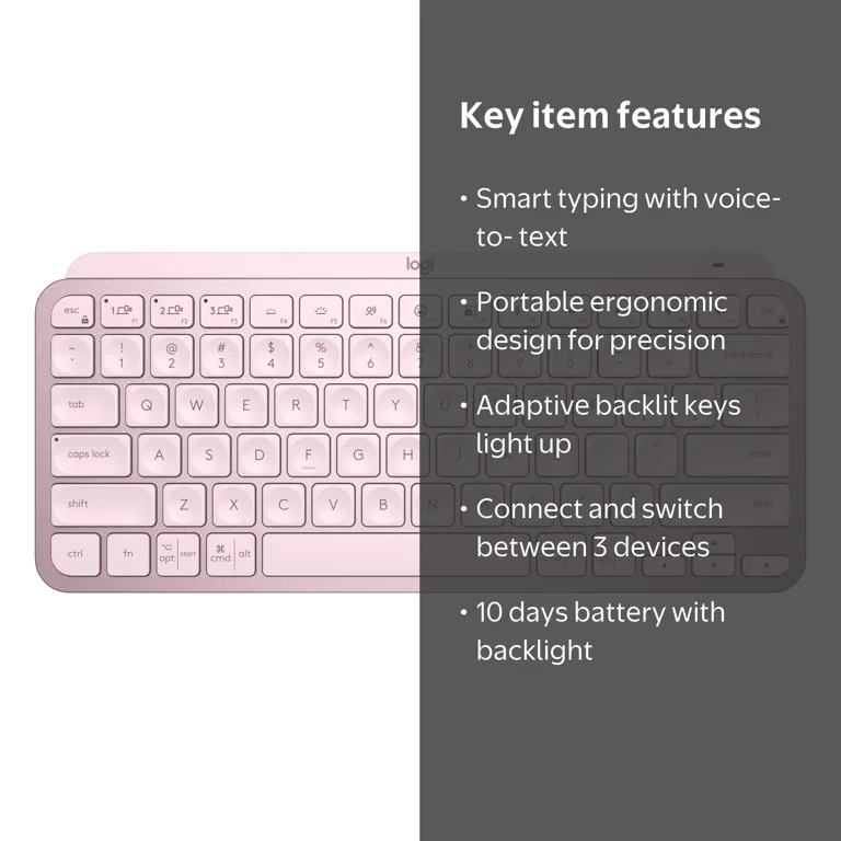 Logitech, Wireless Keyboard, MX Keys Mini, Pink, Backlit