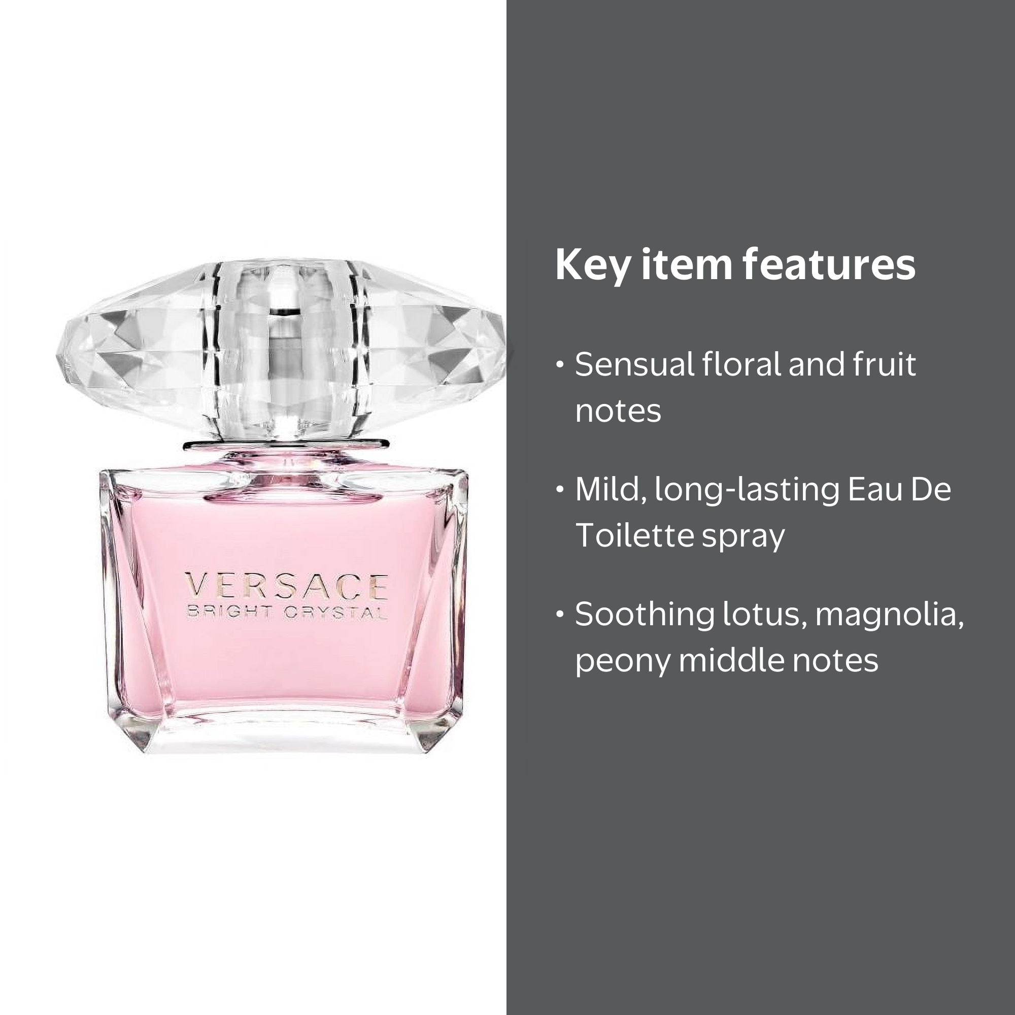 Versace Bright Crystal Eau De Toilette Spray, Perfume for Women, 3