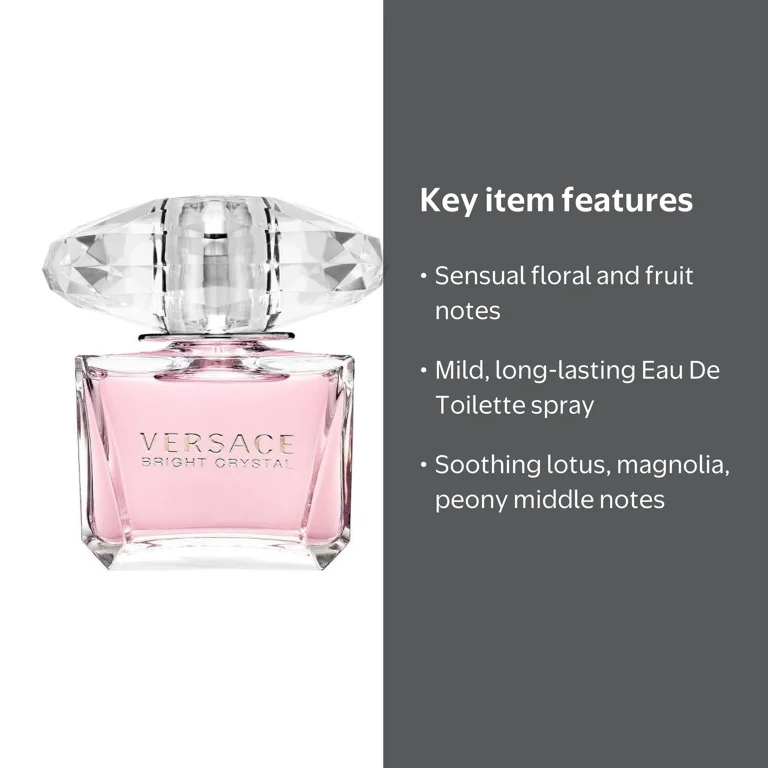 Versace Bright Crystal Eau De Toilette Spray, Perfume for Women, 3