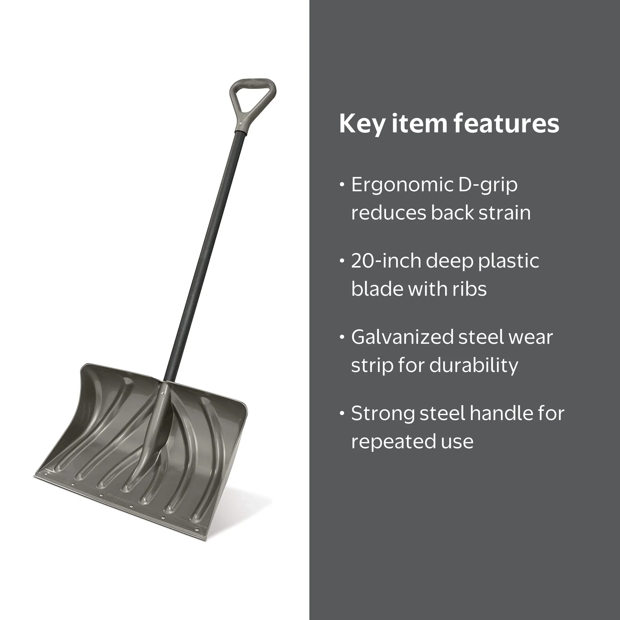 shovel1220 Suncast 20-Inch Versatile Snow Shovel/Pusher with D-Grip Handle