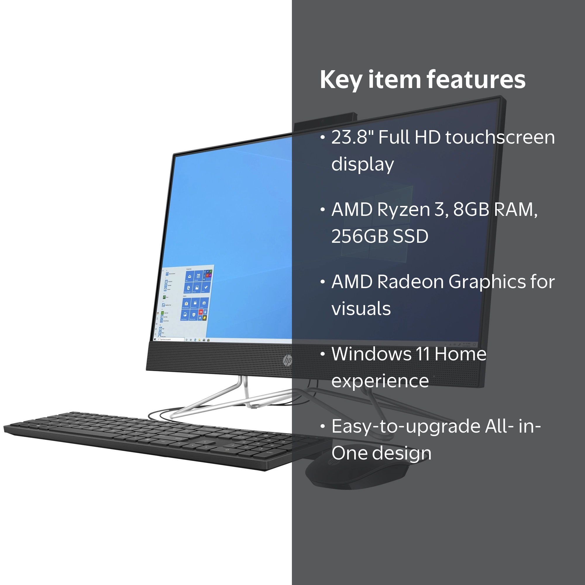 HP 24-df0214 - All-in-one Ryzen 3 3250U / up to 3.5 GHz - RAM 8 GB