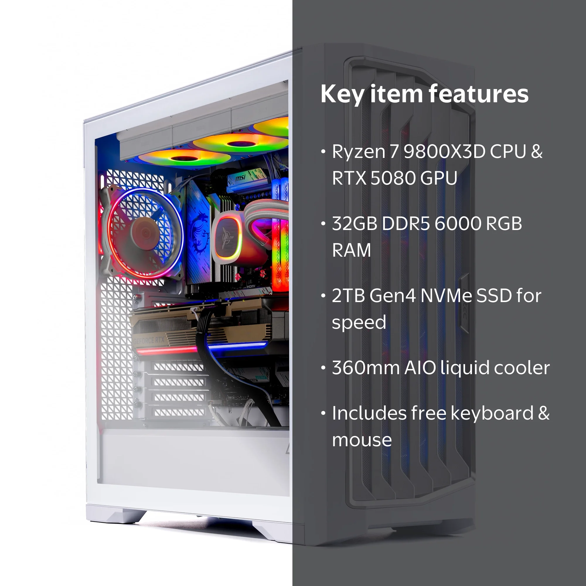Skytech Gaming Legacy 4 Desktop PC, Ryzen 7 9800X3D, RTX 5080