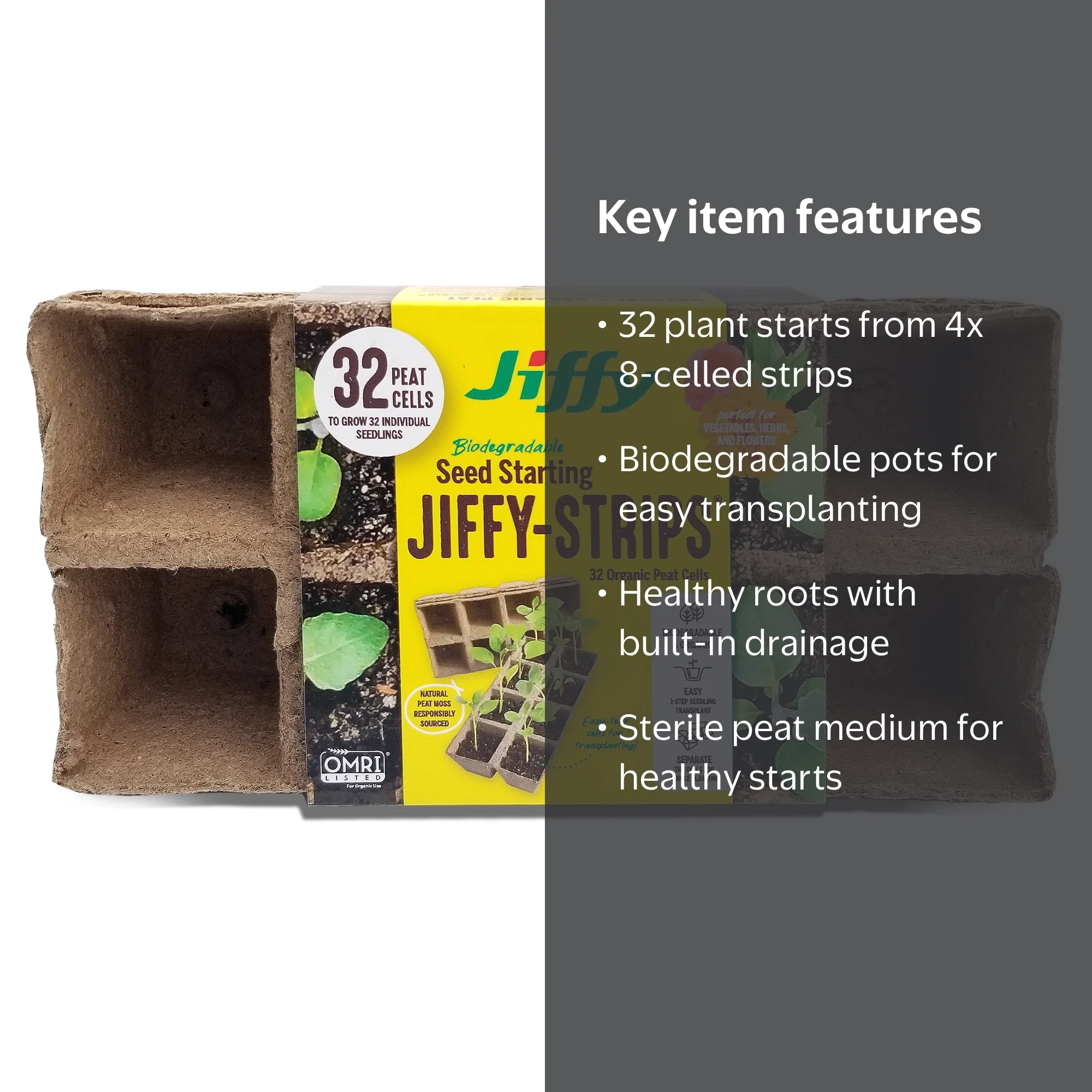 Jiffy 8-Celled Biodegradable Seed Starting Peat Pots Strips - 4