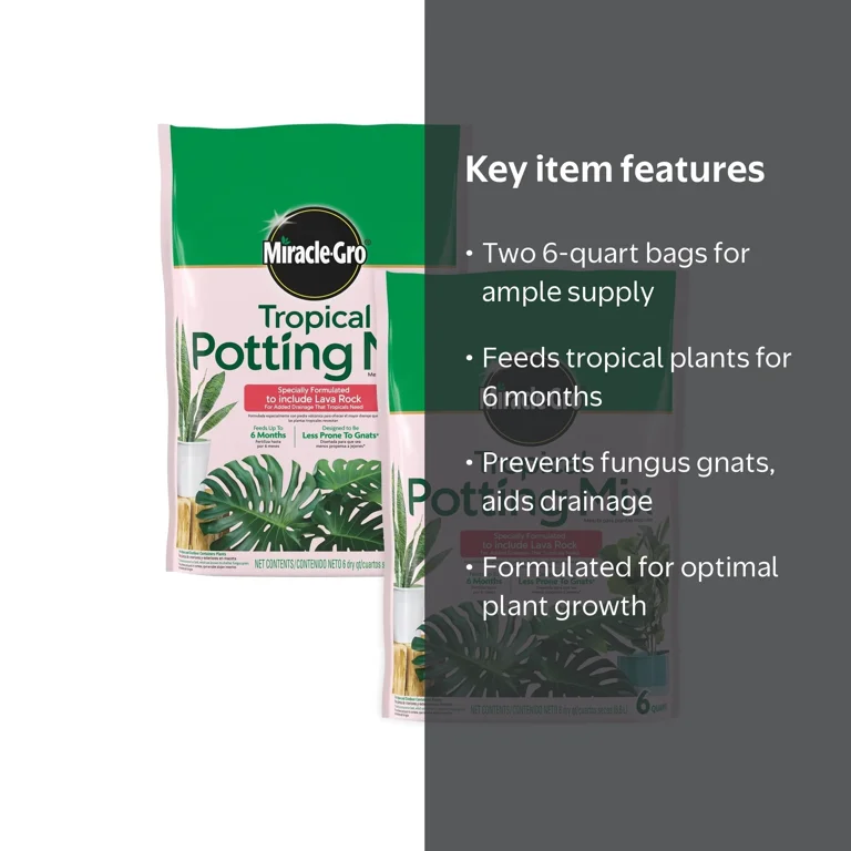 Miracle-Gro Tropical Potting Mix, 6 qt 2-Pack, Nutrient-Rich Soil
