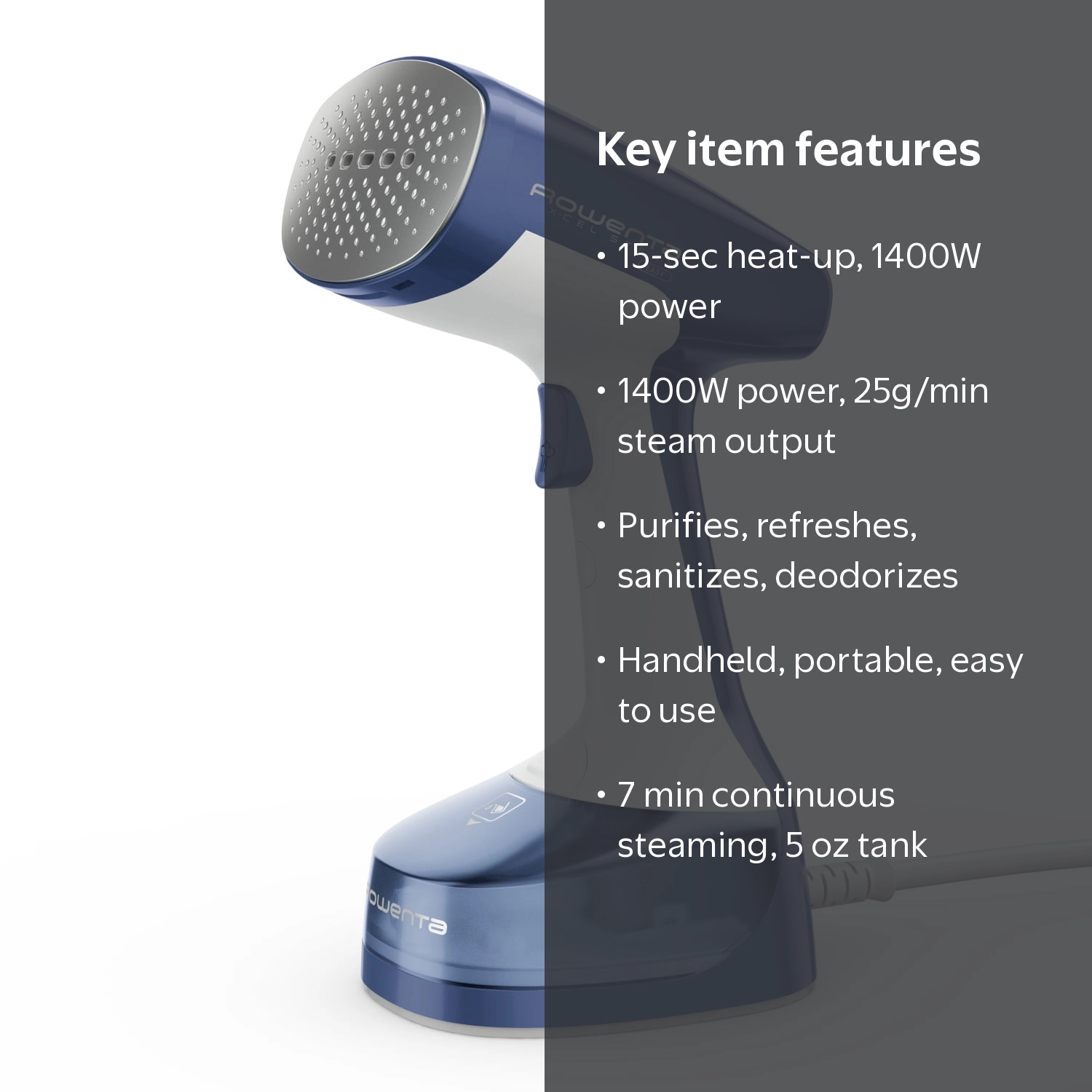 Rowenta X-cel Handheld Garment Steamer, Wrinkle Remover, Blue