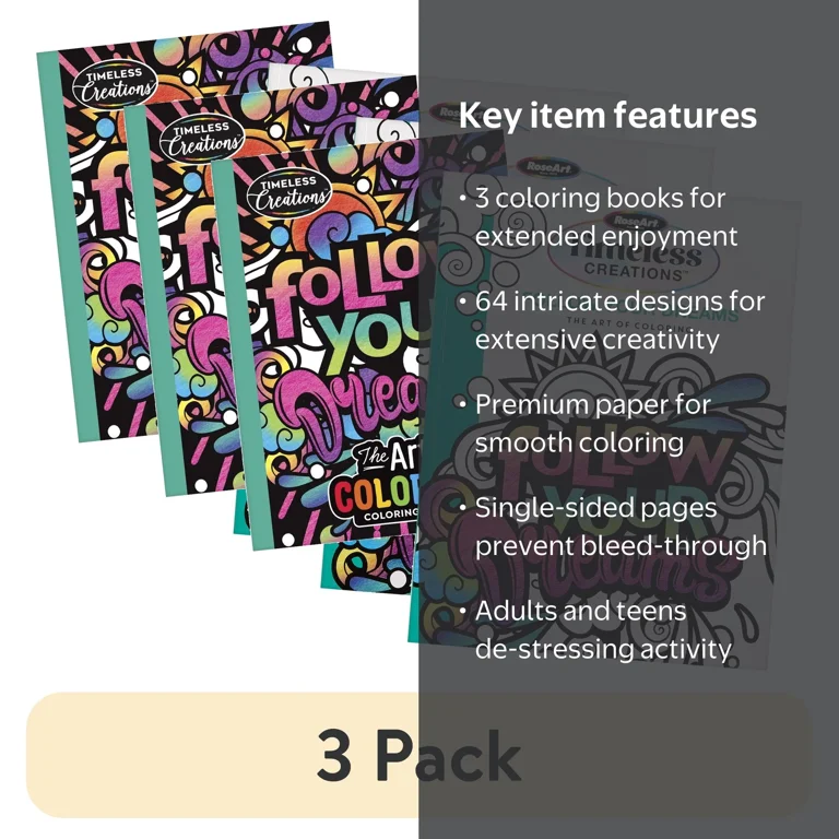 3 pack) Cra-Z-Art: Timeless Creations Follow Your Dreams Coloring