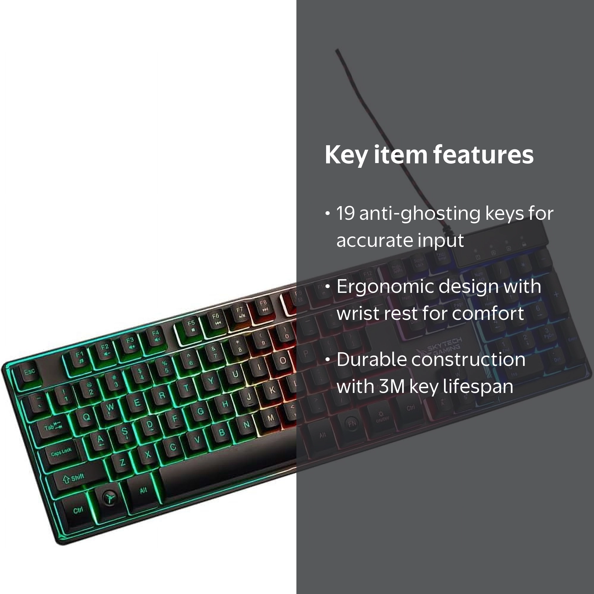 Skytech Gaming Classic K-1000 RGB Gaming Keyboard, 104 Keys USB