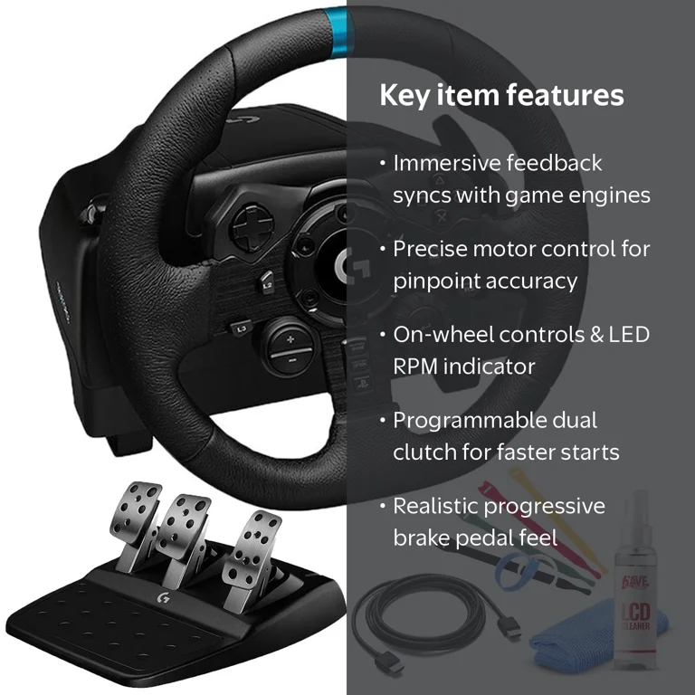 Logitech G923 TRUEFORCE Sim Racing Wheel and Pedals for Gaming on