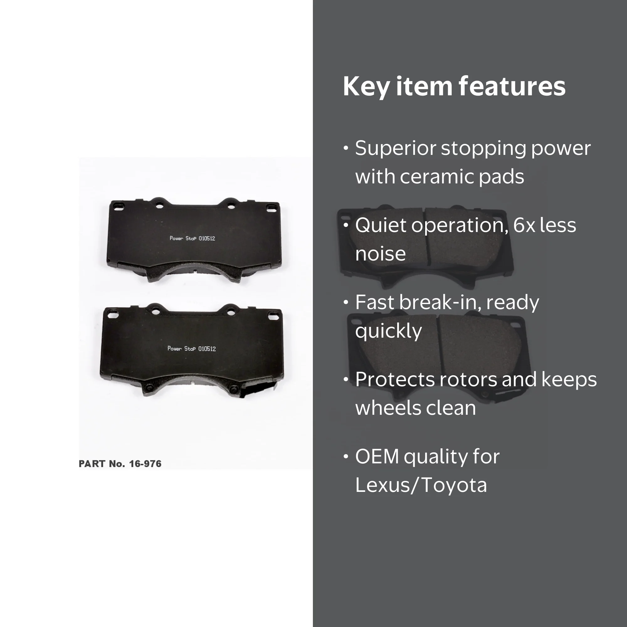 Power Stop Front Z16 Evolution Ceramic Brake Pads 16-976 Fits 2017